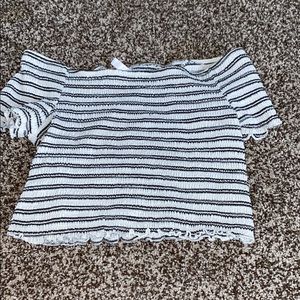 Off the Shoulder Scrunch Stripe top